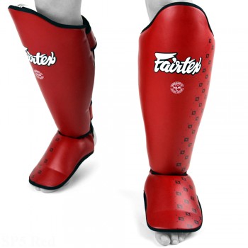 Детская Защита Голени и Стопы Fairtex SP5 Тайский Бокс Красная